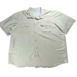 Kingsize Short Sleeve Button Up Shirt Mens 4XL Tall Beige Fishing Outdoor